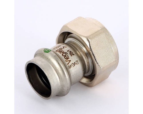 Муфта пресс-В с накидной гайкой и плоской прокладкой нержавеющая сталь Sanpress Inox VIEGA 22х1"