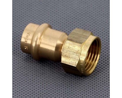 Муфта пресс-В с накидной гайкой и плоским уплотнением бронза Sanpress VIEGA 15х1/2