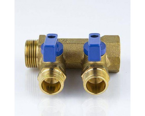 Коллектор лат шар/к син 3/4" м/р 2в 1/2" н/р 35мм Aquasfera 9025-01