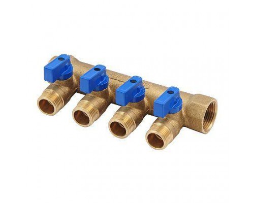 Коллектор лат шар/к син 3/4" м/р 4в 1/2" н/р 35мм Aquasfera 9025-03