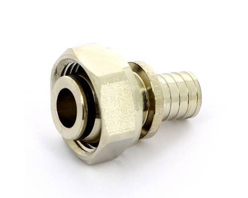 Соединитель надвижной-В Rehau 16 x 3/4"EK никелированный, DZR-латунь Соединитель надвижной-В Rehau 16 x 3/4"EK никелированный, DZR-латунь