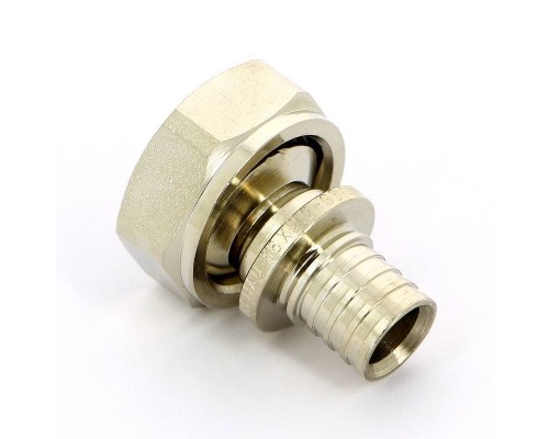 Соединитель надвижной-В Rehau 16 x 3/4"EK никелированный, DZR-латунь Соединитель надвижной-В Rehau 16 x 3/4"EK никелированный, DZR-латунь