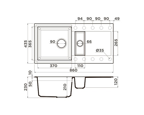 Omoikiri Sakaime 86-2-PL Кухонная мойка Tetogranit 86x46,5 см, цвет: платина 4993203