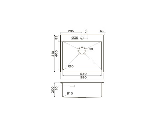 Omoikiri Akisame 59-GB Кухонная мойка нерж. сталь 59x51 см, цвет: графит 4997014