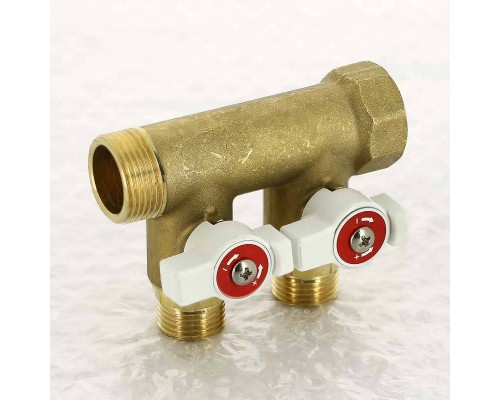 Коллектор НВ 3/4" с кранами UNI-FITT 2 выхода 1/2"Н 40мм Коллектор НВ 3/4" с кранами UNI-FITT 2 выхода 1/2"Н 40мм
