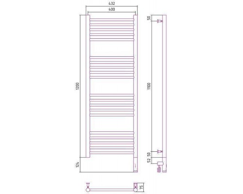 Сунержа Богема 3.0 Полотенцесушитель электрический 40x120h, прав., цвет: сатин 071-5805-1240