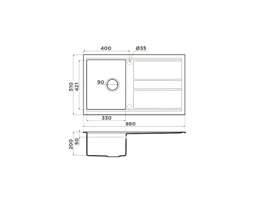 Omoikiri Kitagawa 86-GR Кухонная мойка Artceramic 86x51 см, цвет: leningrad grey 4993807