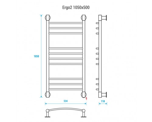 Электрический полотенцесушитель Energy Ergo2 1050х500 RAL 9003 (белый матовый)