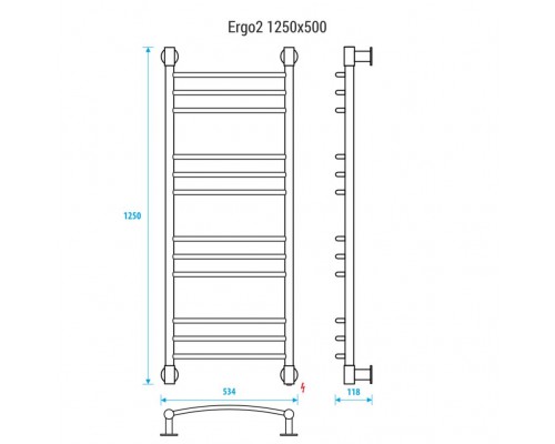 Электрический полотенцесушитель Energy Ergo2 1250x500 RAL 9003 (белый матовый)