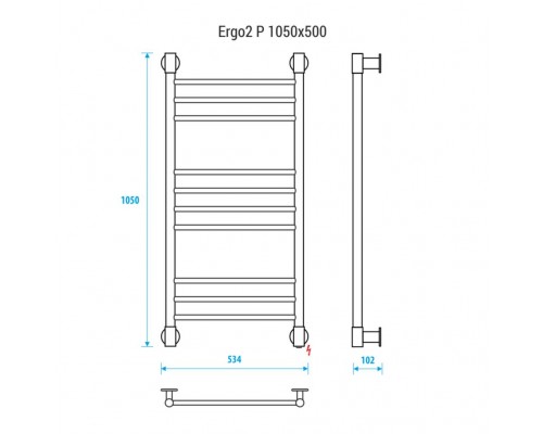 Электрический полотенцесушитель Energy Ergo2 P 1050х500 прямой