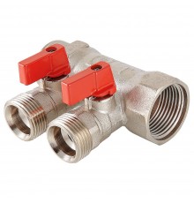 Коллектор с отсекающими шаровыми кранами 3 выхода 1" * 3/4" (VTc.580.NЕ) (Valtec)