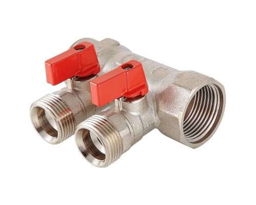 Коллектор с отсекающими шаровыми кранами 3 выхода 1" * 3/4" (VTc.580.NЕ) (Valtec)