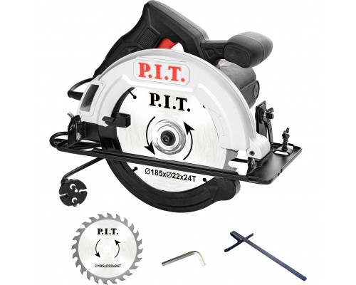 Пила P.I.T. циркулярная PKS185-C4 (1200Вт, 5500 об/мин, диск 185 мм, глубина пропила 47/61мм)