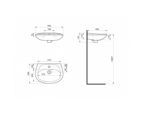 Умывальник SANTEK БРИЗ 50см