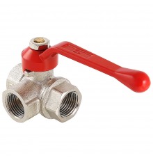 Кран шаровый трехходовый "рычаг" ВВ внутренняя резьба Т-образный 3/4" (Vt.361) уп 4 шт