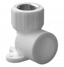 Угольник комбинированный полипропиленовый PPRC ВР 25х3/4" Политэк с креплением ВР, белый (уп. 50 шт)