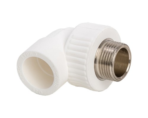 Угольник комбинированный полипропиленовый PPRC НР 25х1/2" наружная резьба, белый)