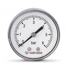 Манометр VARMEGA аксиальный 50 мм, 6 бар, 1/4", VMMT08-500602