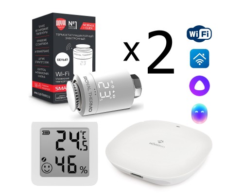 Комплект управления Royal Thermo для 2 радиаторов по Wi-Fi Smart Heat HH-01/THS30ZB, белый
