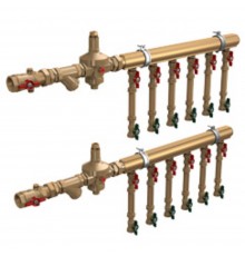 Узел коллекторный Giacomini водоснабжения этажный 1 1/4" x 3/4" /5 зон, GE550Y255