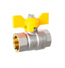 Кран шаровой латунный для газа LD Pride 47.32.В-В.Б GAS Ду 32 Ру25 (бабочка с бир.)