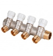 Коллектор латунный с регулирующими вентилями 3/4"x1/2" 4 вых