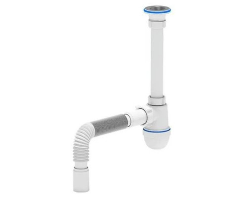 Сифон АНИ пласт д/умыв-ка бутылочный 1 1/4"x40 с гофрой 40х40 вып с нерж решёткой D-65мм C1005