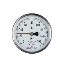 Термометр биметалл БТ-1-80 160С Дк80 L=100 осев ЭКОМЕРА БТ-1-80-160С-L100
