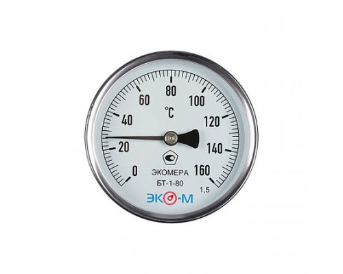 Термометр биметалл БТ-1-80 160С Дк80 L=100 осев ЭКОМЕРА БТ-1-80-160С-L100