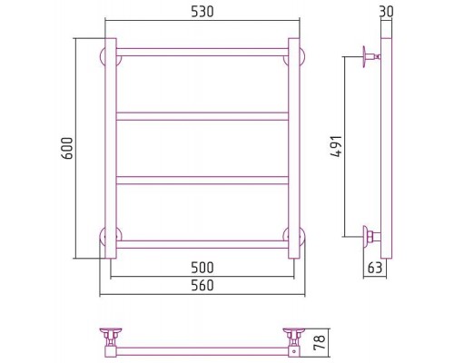 Стилье Версия-КН Полотенцесушитель водяной 50x60h, цвет белый 12640-6050