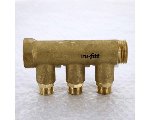 Коллектор НВ 1" с кранами UNI-FITT 3 выхода 1/2"Н 40мм Коллектор НВ 1" с кранами UNI-FITT 3 выхода 1/2"Н 40мм
