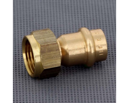 Муфта пресс-В с накидной гайкой и плоским уплотнением бронза Sanpress VIEGA 15х1/2