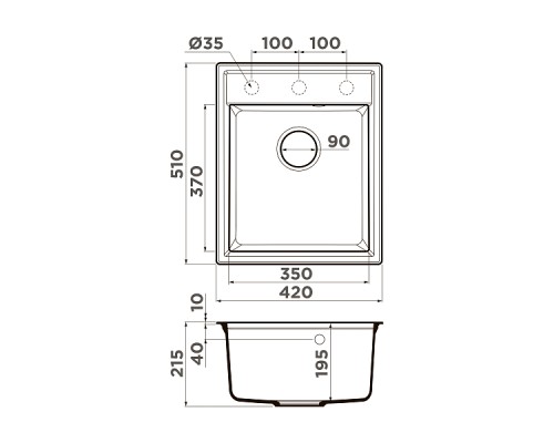Omoikiri Daisen 42-SA Кухонная мойка Artgranit 42x51 см, цвет: бежевый 4993607
