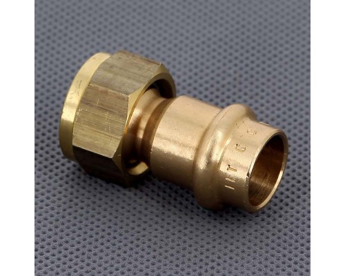 Муфта пресс-В с накидной гайкой и плоским уплотнением бронза Sanpress VIEGA 15х1/2