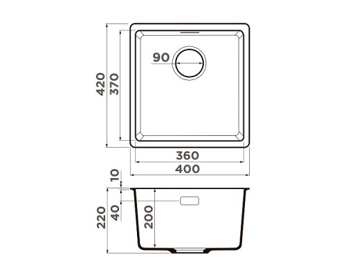 Omoikiri Kata 40-U-PA Кухонная мойка Artgranit 40x42 см, цвет: пастила 4993393