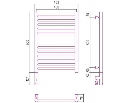 Сунержа Богема 3.0 Полотенцесушитель электрический 40x60h, лев., цвет: мат. золото 032-5804-6040 Сунержа Богема 3.0 Полотенцесушитель электрический 40x60h, лев., цвет: мат. золото 032-5804-6040