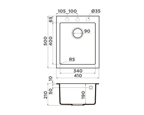 Omoikiri Bosen 41-SA Кухонная мойка Tetogranit 41x50 см, цвет: бежевый 4993143