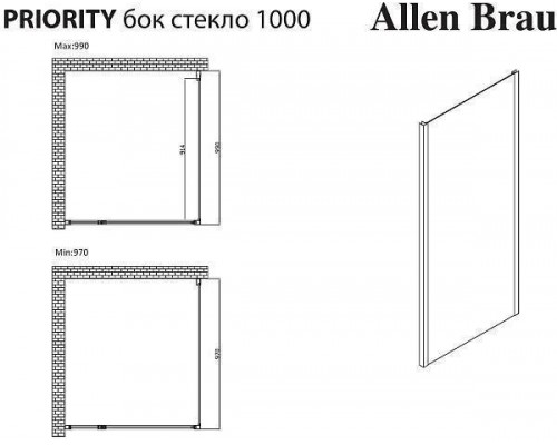Allen Brau Priority Боковая стенка 100x200h см, цвет: черный 3.31048.BBA