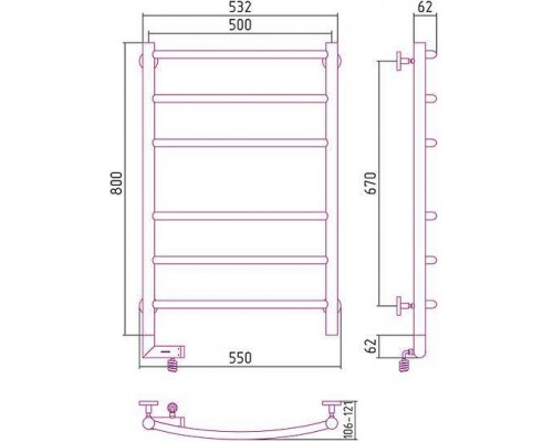 Сунержа Галант 2.0 Полотенцесушитель электрический 50x80h, прав., цвет: без покрытия 00-5201-8050