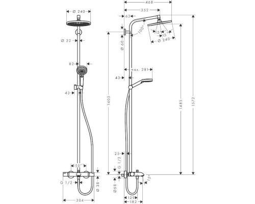 Душевая система HansGrohe HG Crometta S 240 1jet Showerpipe для ванны с термостатом хром