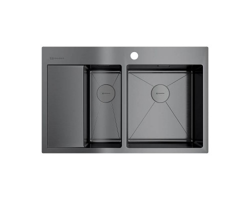 Omoikiri Akisame 78-2-GM-R Кухонная мойка, нерж. сталь, 78x51 см цвет: вороненая сталь 4973102