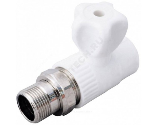 Кран шаровой PP-R бел Дн25х3/4" НР прям д/рад VALFEX 10149025