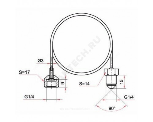Трубка капиллярная медь G1/4" ВР/НР L=2,0м для РД/РДД Росма 00000027773
