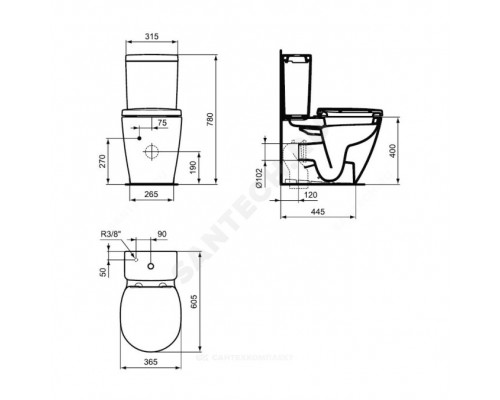 Унитаз б/бачка CONNECT SPACE г/вып б/сид Ideal Standard E119601