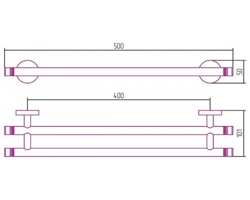 Сунержа Каньон Держатель полотенец двойной 50x10,1x5h см, цвет: флок белый 53-3002-0500