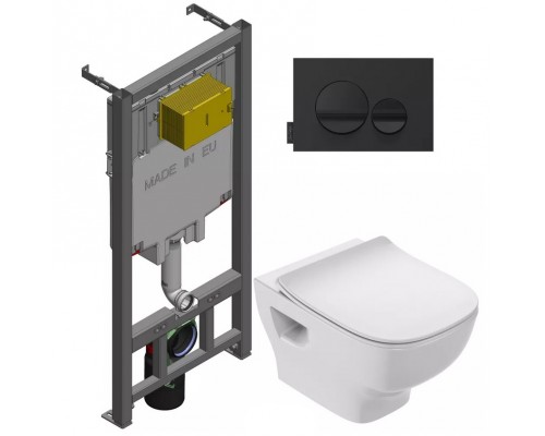 E21750RU-00 Унитаз c инсталляцией Rodin+, сиденье тонкое микролифт, панель для двойного смыва, глянцевый белый (E36495-NF+E36496-00+EDY102+E23280) E21750RU-00