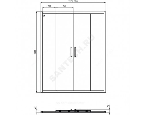 Дверь душевая CONNECT 2 160 бел 6мм Ideal Standard K968801