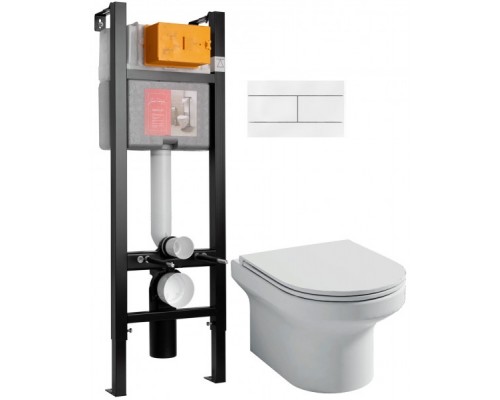 E21755RU-00 Подвесной унитаз c инсталляцией 40 см Elite, сиденье тонкое микролифт, клавиша белая (E33131RU+EDX114RU+E4316-00) E21755RU-00