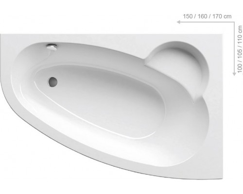 Ванна ASYMMETRIC 160x105 R белая C471000000