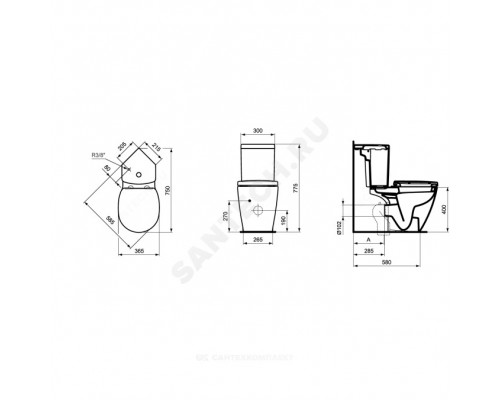 Унитаз б/бачка CONNECT SPACE г/вып б/сид Ideal Standard E119501